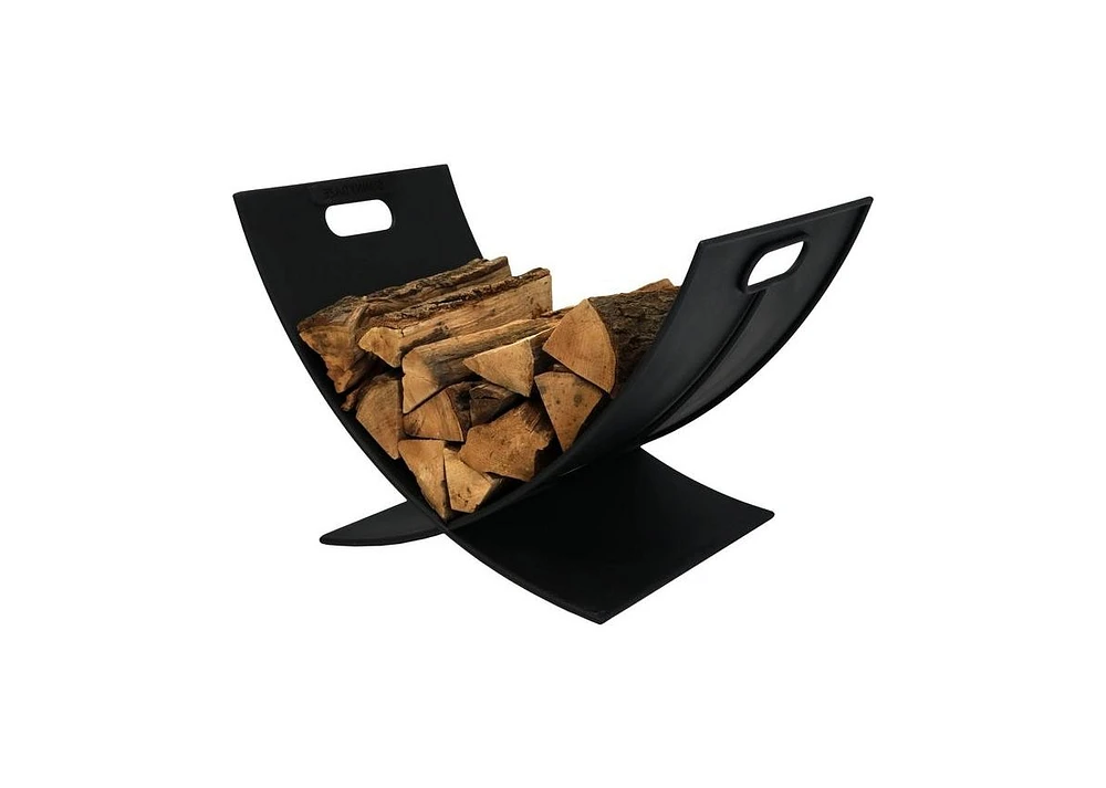 Slickblue Durable Black Firewood Log Storage Rack for Indoor and Outdoor Use