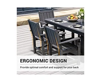 Gray 5/7-Piece Hdpe Plastic Patio Outdoor Dining Set with Arm Chairs