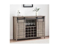 gaomon Wine Bar Cabinet,47" Farmhouse Coffee Bar Cabinet with Sliding Barn Door, Buffet Sideboard Cabinet with 16 Bottle Wine Rack for Dining, Living