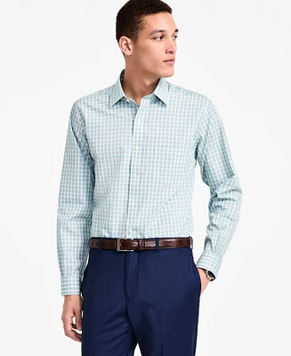 Men's Regular-Fit Non-Iron Spread Collar Check Broadcloth Dress Shirt