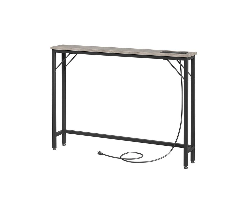 Slim Console Table with Built-In Outlets, Narrow Console Table for Small Spaces