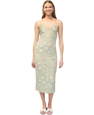 Dylan Ryan Juniors' Velvet Burnout Sleeveless Slip Dress