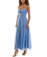 B Darlin Juniors' Sweetheart-Neck Glitter Tiered Dress