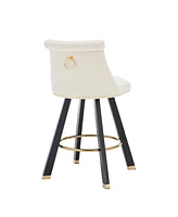 Set of 2 Velvet Swivel Bar Stools, 360° Rotation, Modern Kitchen Chairs-The Pop Home