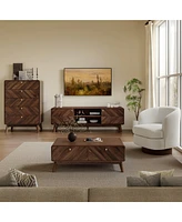 LuxenHome Columbia Engineered Wood Coffee Table with Storage