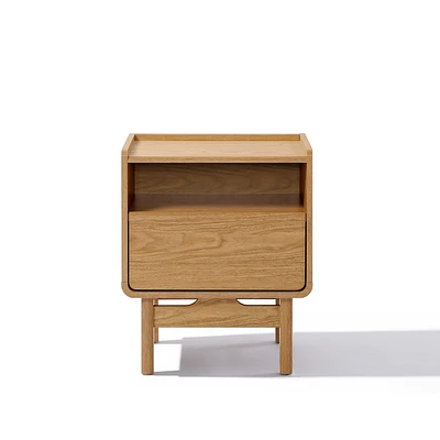 LuxenHome Summer Oak Engineered Wood Nightstand and End Table with Storage