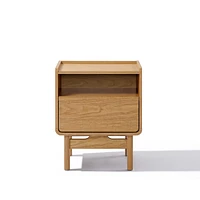LuxenHome Summer Oak Engineered Wood Nightstand and End Table with Storage