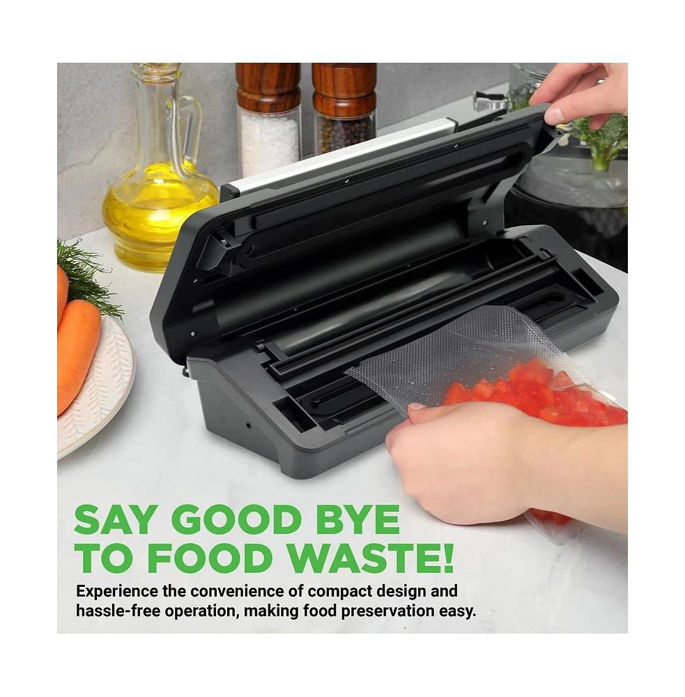 NutriChef Deluxe Vacuum Sealer with Silver Handle for Food Storage