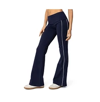 Edikted Womens Livie Fold Over Flared Leggings