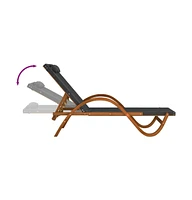 vidaXL Sun Lounger with Pillow Gray Textilene and Solid Wood Poplar