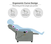 Massage Recliner Chair Light Gray Velvet