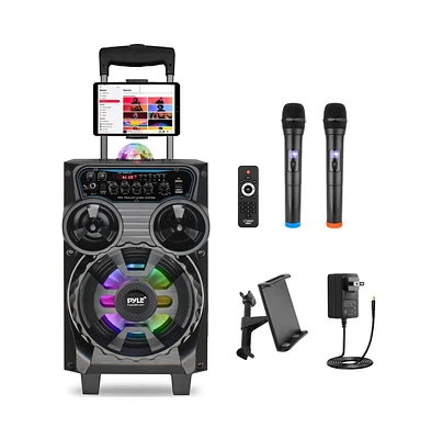 Pyle Portable Bluetooth Pa Speaker - 580W 8” Rechargeable Outdoor Bt Karaoke Audio System