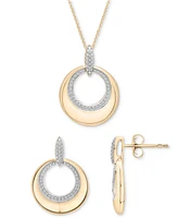 2-Pc. Set Diamond Circle Pendant Necklace & Matching Drop Earrings (1/5 ct. t.w.) in 14k Gold-Plated Sterling Silver, Exclusively at Macy's