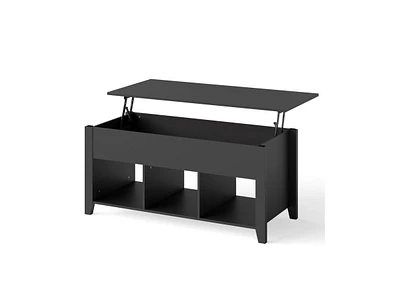 Wooden Lift-Top Coffee Table – Modern Storage Table with Rising Work Surface and Open Lower Shelf