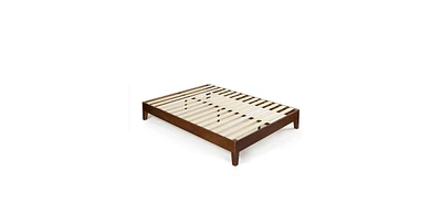 Low Profile Solid Wood Platform Bed Frame – Minimalist Bed with Slatted Support, No Box Spring Needed