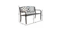 Steel Garden Bench – 4-Foot Outdoor Patio Seating with Powder Coated Metal Finish for Lawn or Porch