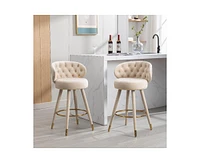360° Swivel Counter Height Bar Stools Set of 2 with Solid Wood Legs for Kitchen or Dining Room-The Pop Home