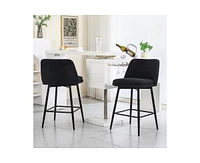 Set of 2 Counter Height Bar Stools, 360° Swivel Upholstered Barstools with Metal Legs-The Pop Home