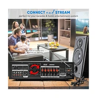 Pyle Stereo Bluetooth Home Theater Amplifier - Built-in Cooling Fan, Radio Antenna, Bt/Fm/Optical/Coaxial/Hdmi & Dual 10 Band Eq, 1600W