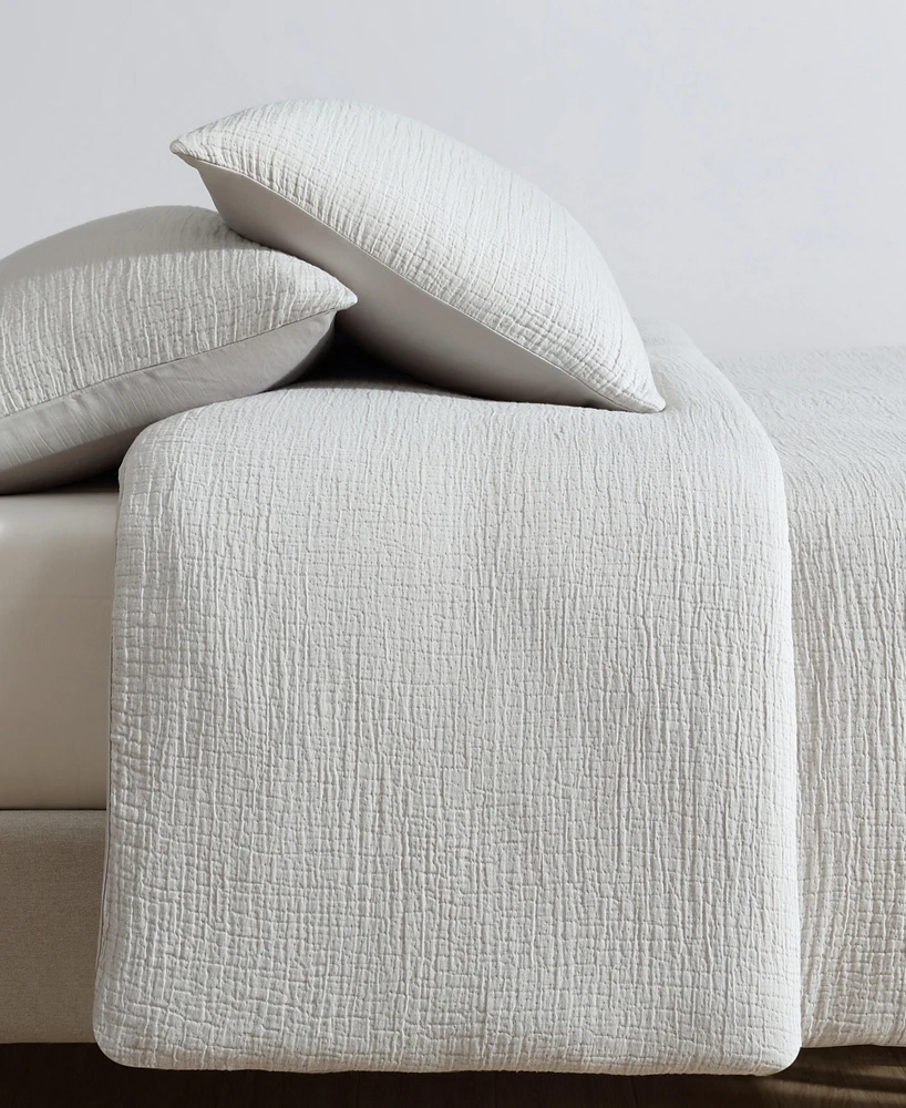 Calvin Klein Washed Texture Solid Cotton Jacquard 3 Piece Duvet Cover Set