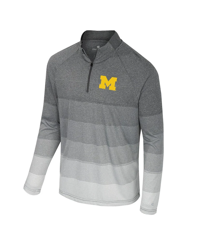 Colosseum Men's Gray Michigan Wolverines Ai Striped Mesh Quarter-Zip Raglan Windshirt