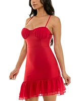City Studios Juniors' Ruffle-Trimmed Bodycon Dress