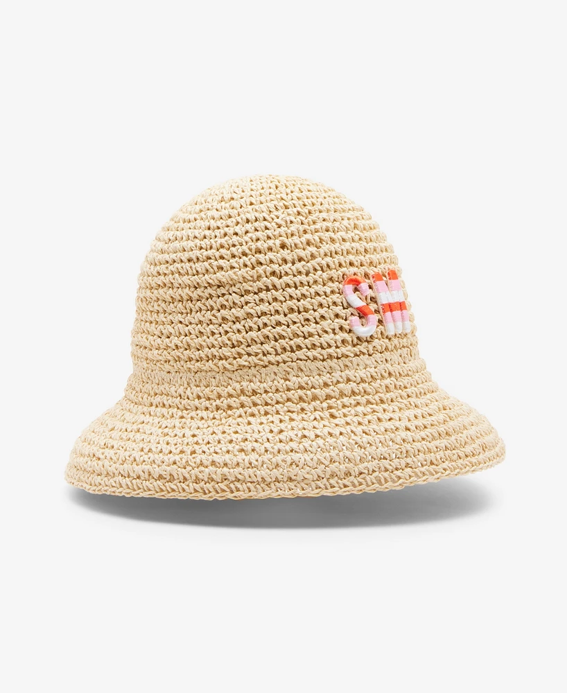 Steve Madden Straw Logo Floppy Bucket Hat
