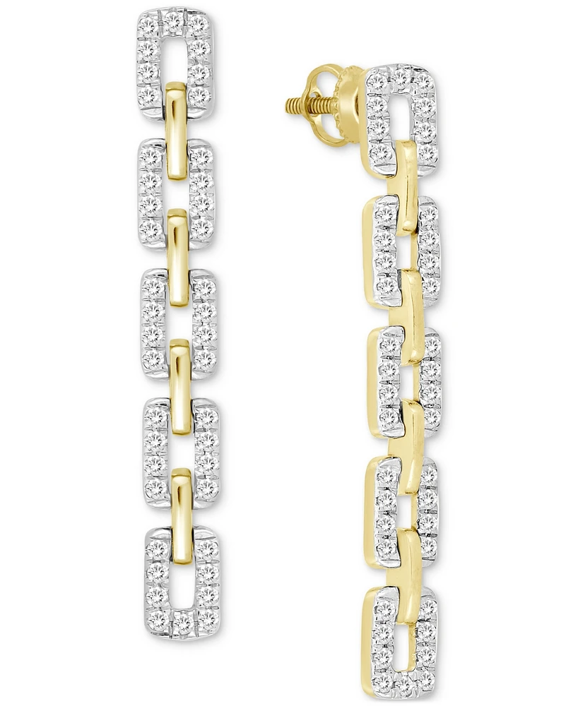 Diamond Link Linear Drop Earrings (1/2 ct. t.w.) in 10k Yellow Gold