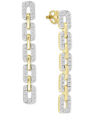Diamond Link Linear Drop Earrings (1/2 ct. t.w.) in 10k Yellow Gold