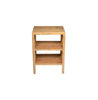 Jofran Global Archive Solid Wood Rustic Modern X-Side Accent Bookcase with Two Shelves