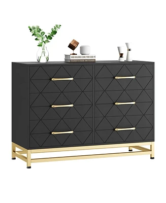 6 Drawers Dresser for Bedroom, Tv Stand Dressers Chest of Drawers for Living Room Hallway Entryway