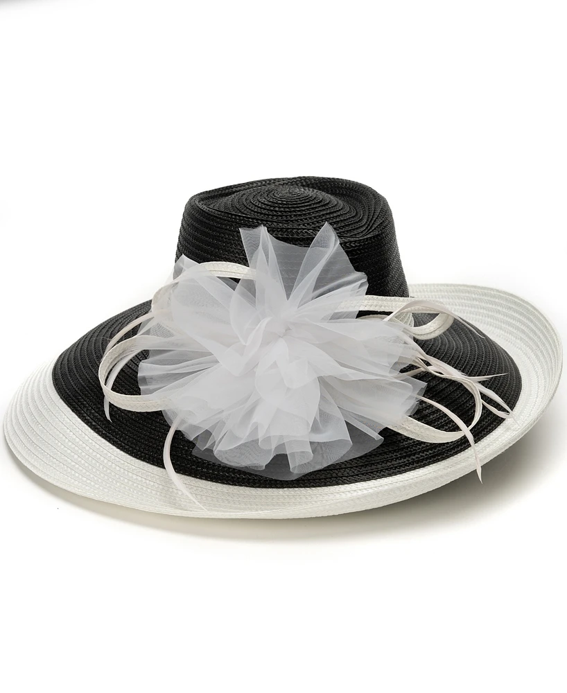 August Hats Two-Tone Large Romantic Profile Dressy Hat