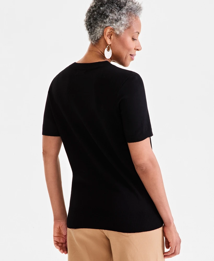 Style & Co Women's Crew-Neck Short-Sleeve Sweater