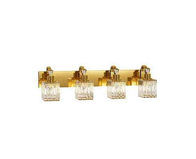 gaomon Modern Crystal Bathroom Vanity Lights Gold Bathroom Light Fixtures Crystal Vanity Shower Lights Over Mirror, Mirror Glass Crystal Bathroom Vani