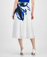 Anne Klein Women's Pull-On Floral Midi Skirt