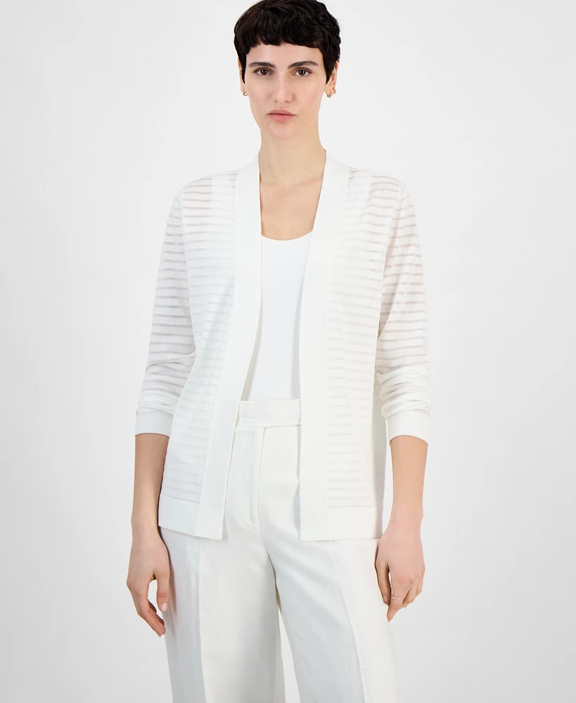 Anne Klein Women's Shadow Stripe Open-Front Cardigan