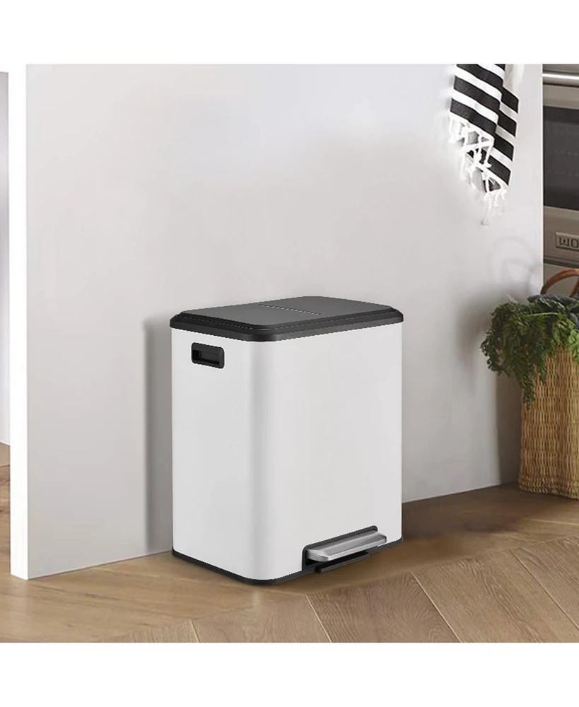 gaomon 30 Liter / 8 Gallon Rectangular Hands-Free Dual Compartment Recycling Kitchen Step Trash Can