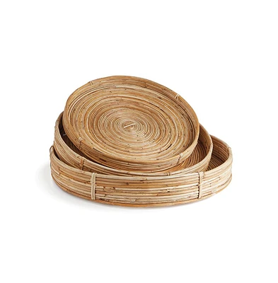 Cane Rattan Round Tray Set of 3