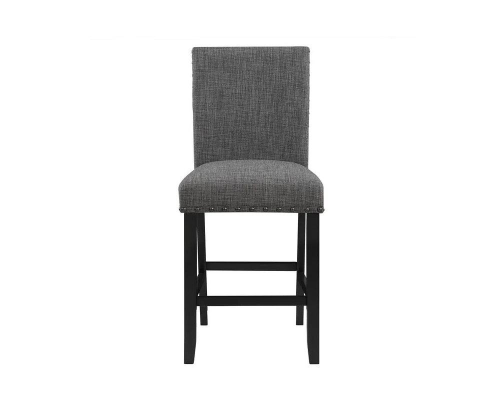 Bar Stools Set of 2, Nailhead Trim, Transitional Style with Upholstered Seat-The Pop Home