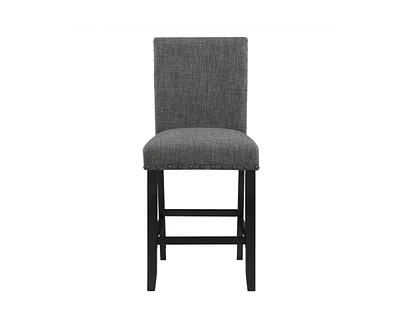 Bar Stools Set of 2, Nailhead Trim, Transitional Style with Upholstered Seat-The Pop Home