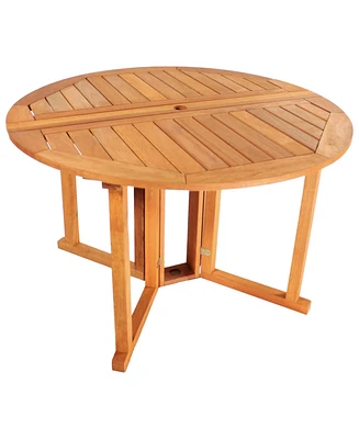 Malaysian Hardwood Gateleg Round Patio Table with Teak Oil Finish - 47.25" Diameter x 29" H