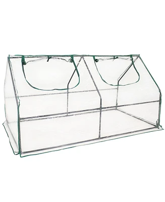 Outdoor Portable Plant Shelter Mini Greenhouse with Double Zipper Doors and Cover - Clear