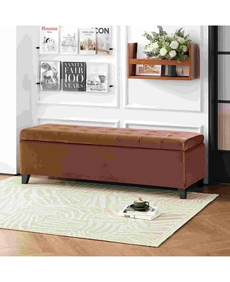 Velvet Storage Ottoman Bench with Tufted Lift-Top, Upholstered Accent for Bedroom or Living Room-The Pop Home