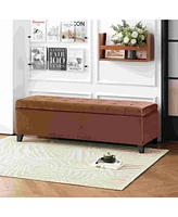 Velvet Storage Ottoman Bench with Tufted Lift-Top, Upholstered Accent for Bedroom or Living Room-The Pop Home