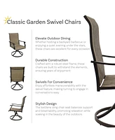 Outdoor Classic Garden Patio Swivel Dining Chairs - Brown - 2pk
