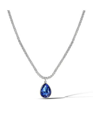 Jessica Simpson Blue Teardrop Sparkling Sapphire Crystal Pendant
