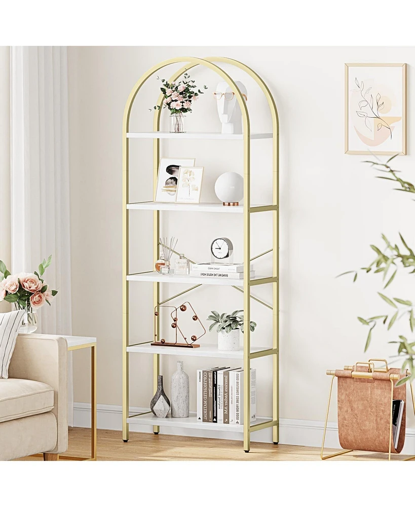 gaomon Bookshelf Tall Bookcase Arched Standing Bookshelves