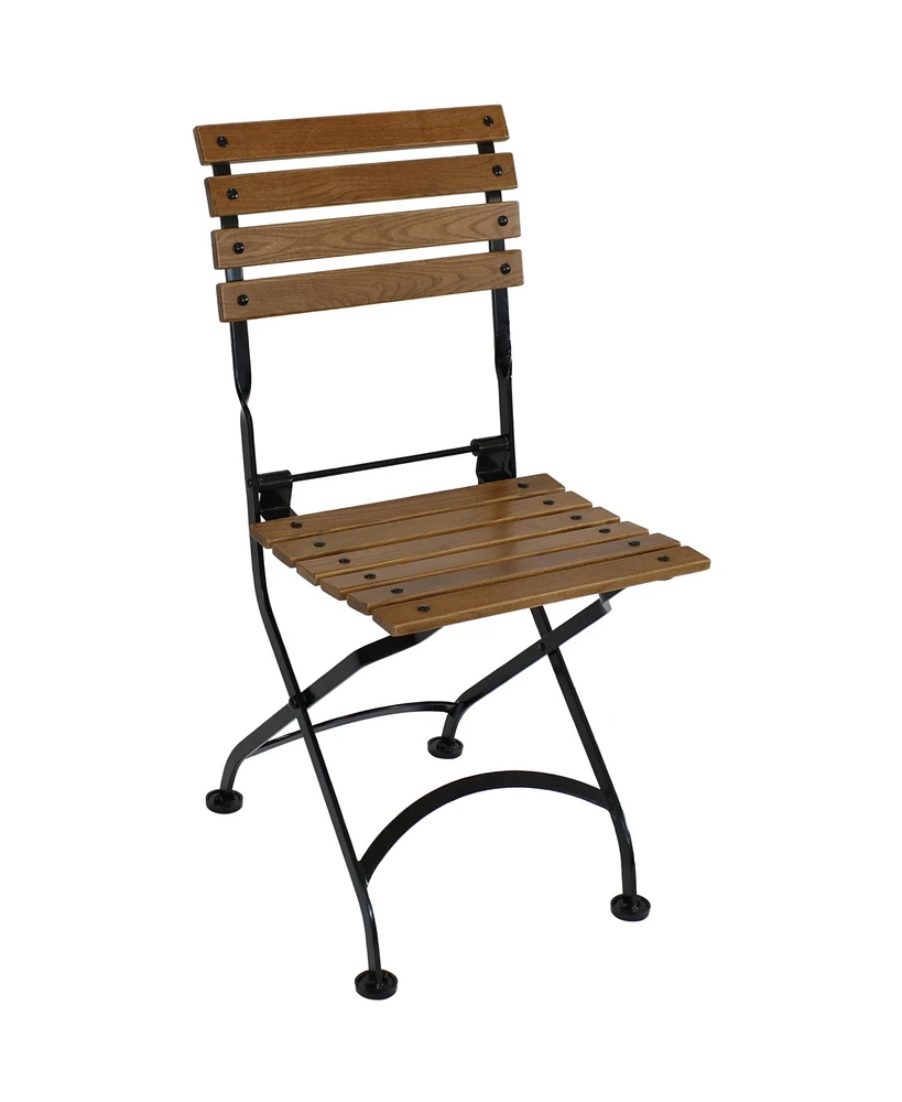 Indoor/Outdoor Patio or Dining Chestnut Wooden Folding Bistro Arm Chair
