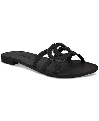 Guess Women's Elyho Logo Cutout Flat Jelly Sandals