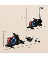 Soozier Foldable Water Rowing Machine with Wheels for Home Gym